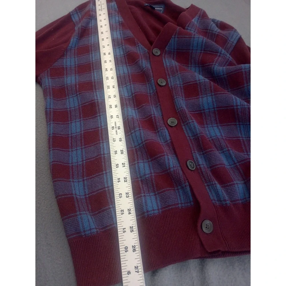 Saddlebred Men's M Burgundy Blue Cardigan Sweater  Academia Grandpa Ol Money